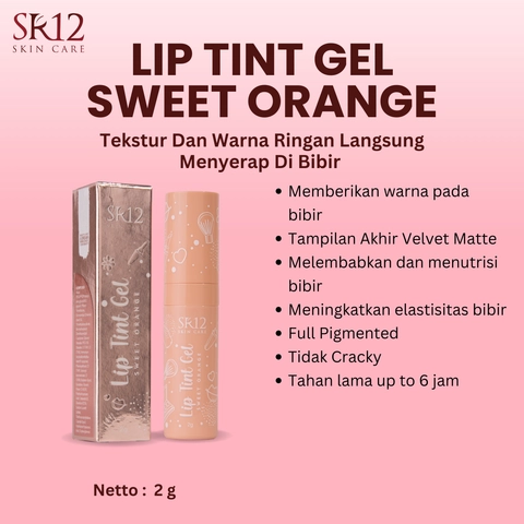 SR12 Liptint Gel Sweet Orange Natural Finish Melembabkan Dan Menutrisi Bibir