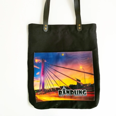 Dewani - Dewani Totebag Canvas Hitam BDG H01 Tas Kanvas Seri Bandung