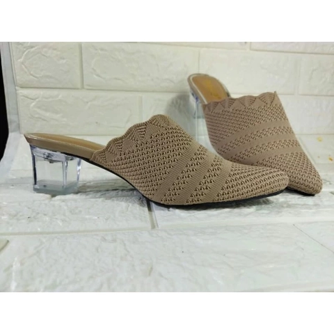 apaastore - Sepatu Wanita Rajut import Hak Kaca 5cm Ukuran 35/43