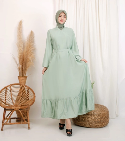 Syahrinda [TA] - Gamis Dress Panjang Wanita Zarami Polo Linen Premium Allsize Standar Big Size
