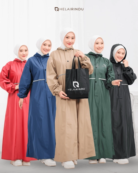 HELAIRINDU - Jas Hujan Gamis Muslimah Elastis Anti Rembes