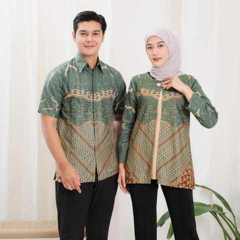 Kois Batik - Hem dan blouse meylika sage boleh dipisah