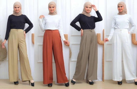 Syahrinda [TA] - Celana Long Kulot Katun Silky Crinkle Malvarah Zarara JUMBO / Standar Bigsize 023