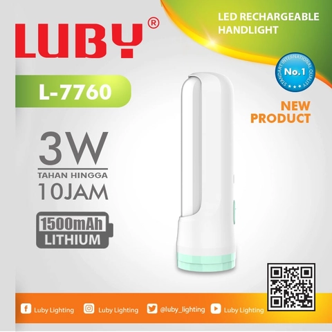 UTAMAMEGA - Senter Luby L7760 Dengan Lampu Jaga 3 Watt Tahan Nyala 10 Jam