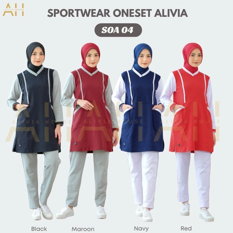 Alivia House - Sportwear Oneset Alivia SOA04 - Setelan Olahraga Wanita - Baju Olahraga Kaos Muslimah
