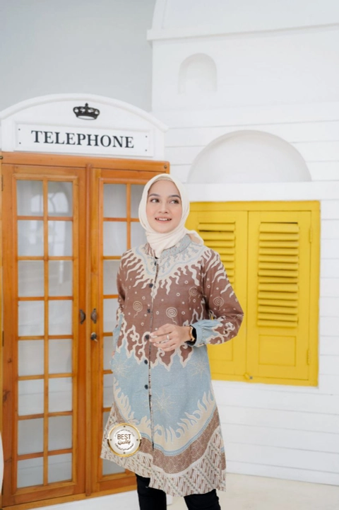 Khisna collection - Tunik wanita dewasa terbaru batik Inara kancing