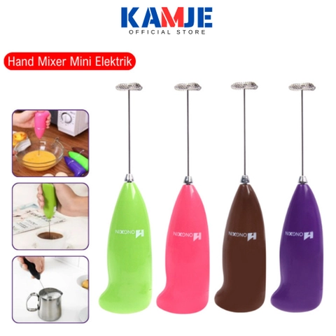 KAMJE Hand Mixer Mini Pengocok Telur Pengaduk Kopi Elektrik Milk Frother KMJ026