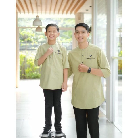 Batik Mafaza - Baju Koko Muslim Pria Coupel Ayah Dan Anak Lengan 3per4