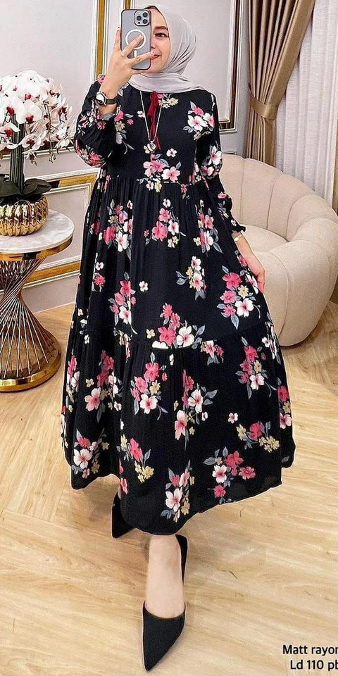 Batik Alfin - Baju wanita muslim Rosse midi dress model kekinian terbaru