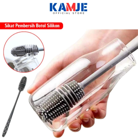 KAMJE Sikat Pembersih Botol Gelas Dot Susu Bayi Gagang Panjang 3in1 Silikon Multifungsi KMJ200