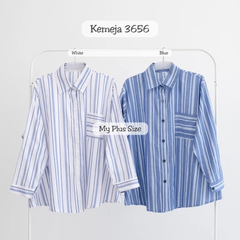 My Plus Size - Kemeja Basic Salur Jumbo Wanita 3656 Ld 125/135/145/155 cm