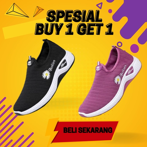 Koekita - Buy 1 Get 1 Sepatu Slip On Wanita Fashion Bunga IMP-03
