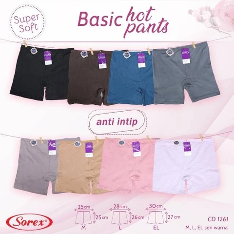 Sorex 1261 Celana Basic Hot Pants Wanita CD Boxer Segi Empat Cewek Super Soft Nyaman Dipakai