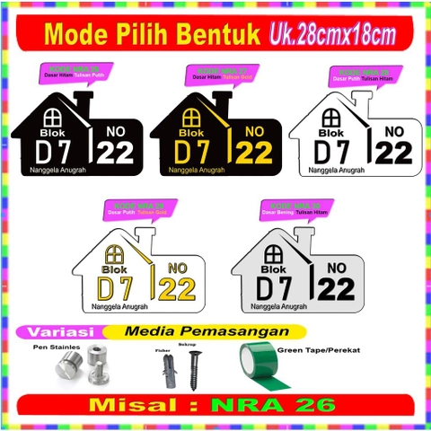 Pusat Advertising - Papan Nomor Rumah Akrilik Acrylic Ukuran 28cm x 18cm Minimalis 3 Baris Laser