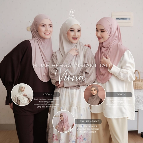 Sakura Baru - Sakura Baru X Willofi - Hijab Bergo Viona Instan Tali Bandana Wanita Muslim Bahan Rayon Anti UV & An