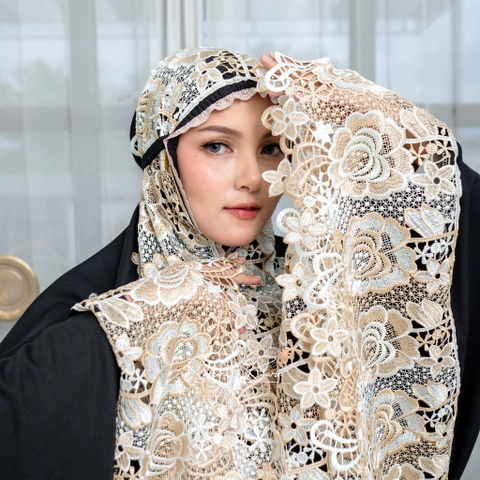 Sakura Baru - Mukena Hapsah Poil katun Paris Renda Giper mewah
