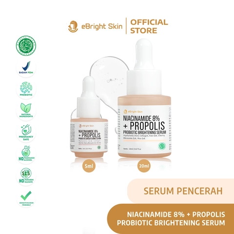 eBright Skin - Niacinamide 8 + Propolis Probiotic Brightening Serum - Serum Pencerah