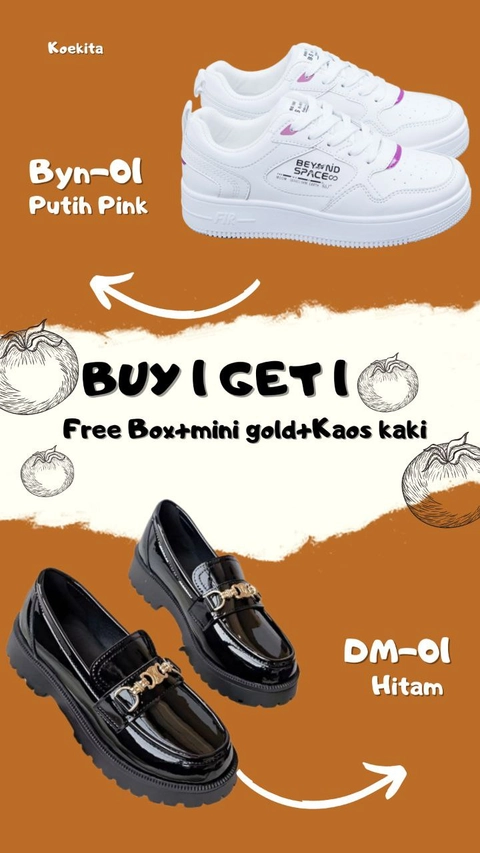 Koekita - Buy 1 Get 1 Sepatu Kets Sneakers Wanita Korean Beyound Space & DM-002 Free Mini Gold
