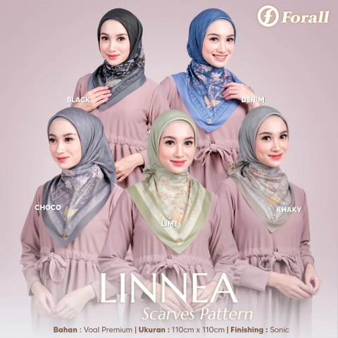 Forall - Forall - Forall Hijab - Linnea Jilbab Motif Segiempat Voal Digital Plat Gold