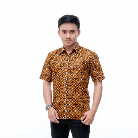Batik Berjaya - Kemeja lengan pendek atau hem batik kawung