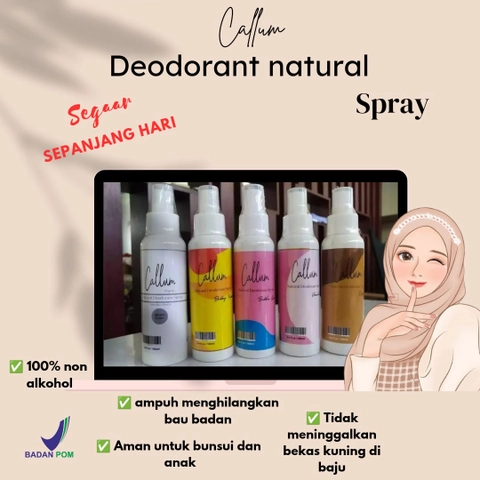 Paket dua pcs callum deodorant tawas natural spray