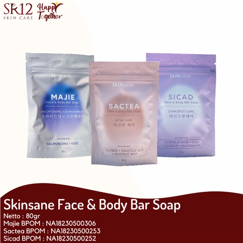 Skinsane Face Body Bar Soap SR12- Sabun Wajah - Mencerahkan Kulit - Melembabkan Kulit