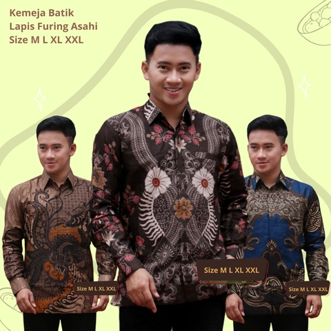 Batik Kemeja Berlapis Furing KBF04 Kemeja Batik Lengan Panjang Bahan Katun ORI Berlapis Furing Asah