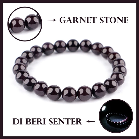 CENTRAL GROSIR GEMSTONE - Gelang Pria Wanita Natural Garnet Grade AAA 8mm