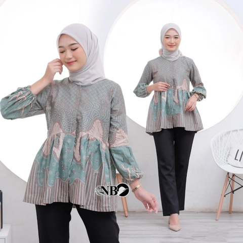 Kois Batik - Batik Wanita Blouse Baju Kerja Full kancing Motif akar
