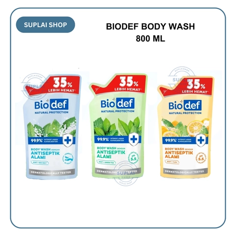 SUPLAI SHOP - Sabun Mandi Cair Biodef Natural Protection Body Wash Antiseptik Alami Pouch