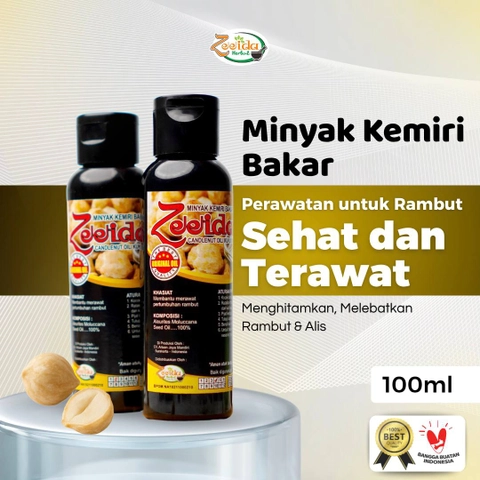 Zeeida Herbal - Minyak Kemiri Bakar Murni Asli Penumbuh Rambut Melebatkan Alis Penghitam Rambut