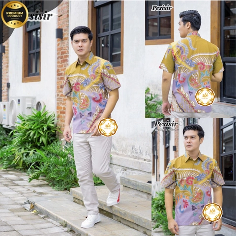 Rambe Batik Indonesia - Batik Tulis Pesisir F2 Premium Lengan Pendek Berlapis Trikot