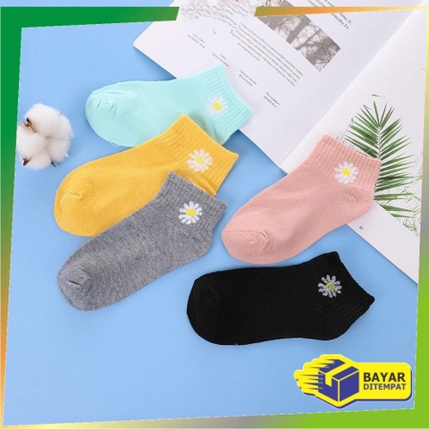 Beatdrop - Kaos Kaki Motif Bunga Aster set isi 5 Pasang