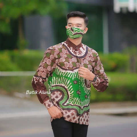 Batik aluna - Mba06 kemeja muslim batik pria lengan panjang koko kurta pria premium kurta pakistan