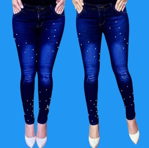 Bursanekashop - Celana jeans panjang wanita RIPPED sobek lutut NAILA mutiara JEANS
