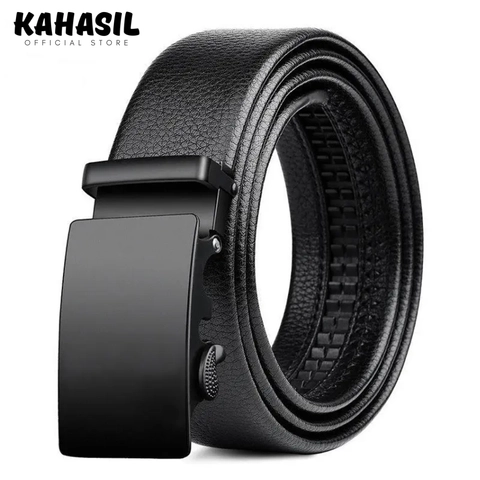 KAHASIL - Ikat Pinggang Sabuk Gesper Pria Kulit Kepala Besi Model Rel Panjang 125cm KHBELT07