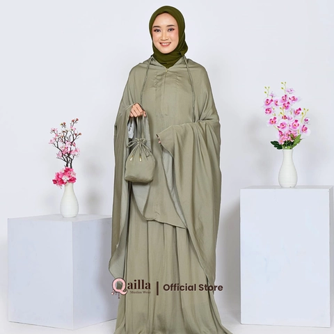 Qailla Muslim Wear - Mukena Travelling Zara Silk 2in1 + Sajadah
