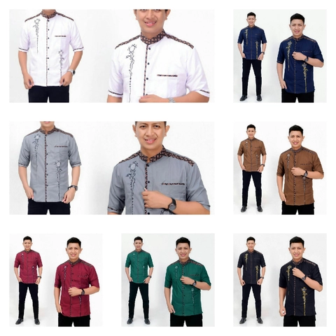 Kois Batik - Baju koko lengan pendek dewasa bordir motif alwan bagus banget
