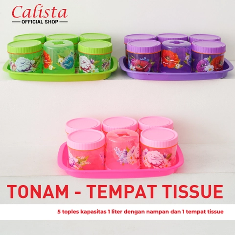 CALISTA - Calista Tonam Tempat Tissue Set 7 in 1 / Toples Kue dan Tempat Tissue Bulat serta Nampan