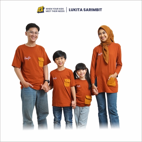 Hoofla - HOOFLA - LUKITA - Baju Kaos Couple Keluarga Ayah Ibu Anak Warna Autumm Orange