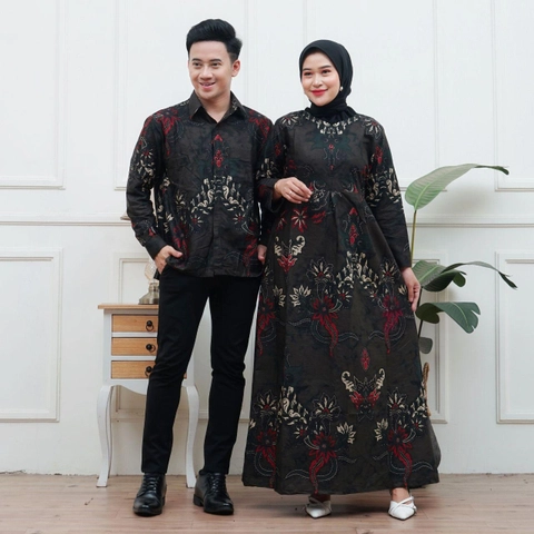 Ks muslim fashion - Batik coupel kemeja dan gamis standar dan jumbo motif kamal