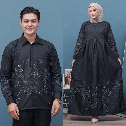 Kois Batik - Batik Sarimbit Keluaraga Gamis hem kemeja new dapat dibeli terpisah motif wonosari hitam