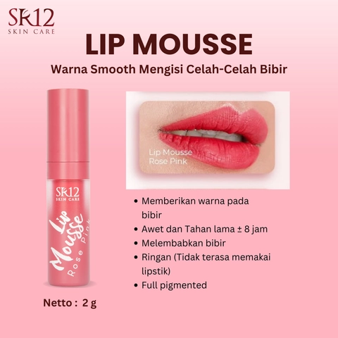 SR12 Lipmousse Rosepink Warna Merah Fresh Tahan Luntur