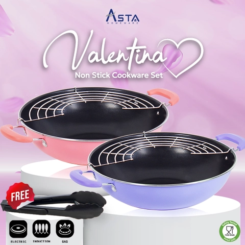 Asta Homeware - Asta Cookware Set 3 Pcs Valentina Series Wajan Penggorengan Anti Lengket