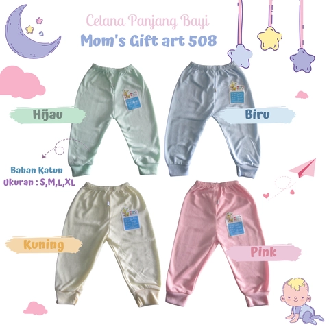 Moms Gift 508 Celana Panjang Bayi Harian Newborn 0 - 2 Tahun Bahan Katun