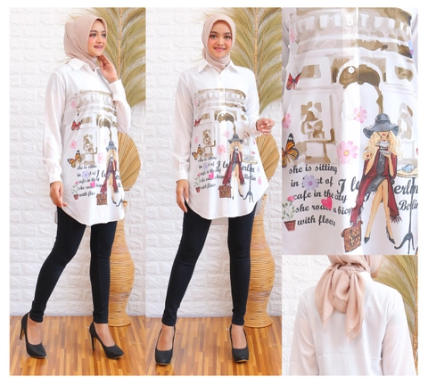 Syahrinda [TA] - Kemeja Atasan Wanita motif Girlie Printed Premium