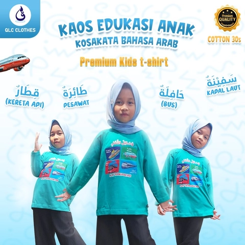 QLC Clothes - Kaos Edukasi Anak Kosakata Bahasa Arab Motif Transportasi 02 Series Lengan Panjang