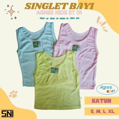 Agree Kids ST 01 Kaos Kutang Singlet Anak Cewek Cowok Bahan Katun Serap Keringat SNI