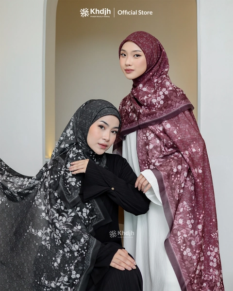 KhadijahLabel - Hijab Jilbab Segi Empat Hijab Voal Scarf Premium Hijab Motif Terbaru Heather