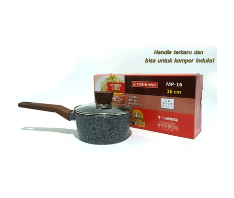 UTAMAMEGA - Yoshikawa MP16 Marble Panci + Tutup kaca [Sauce Pan] Ukuran 16 Cm